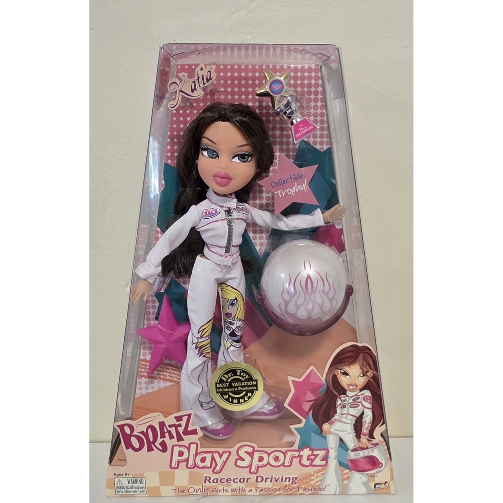 BRATZ Play Sportz Racecar Driving KATIA Doll Figure New in Package 2006 Y2K